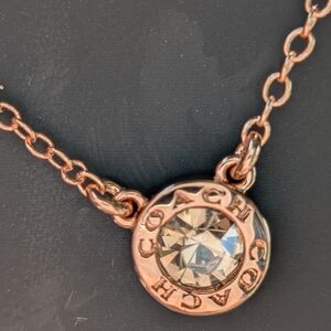 Coach Rose Gold Pendant Necklace‎ And Earrings Set NWT